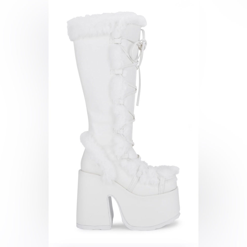 Demonia White Heeled Boots